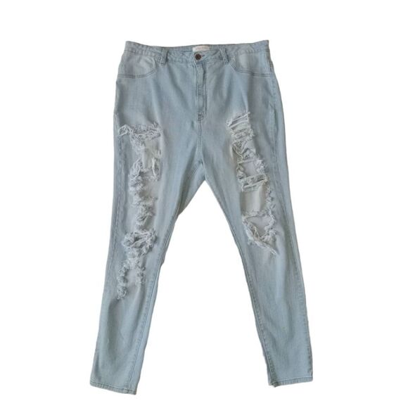 Aphrodite Juniors PlusvBlue Light Wash Denim Distressed Skinny Jeans Size 2XL - Picture 1 of 13
